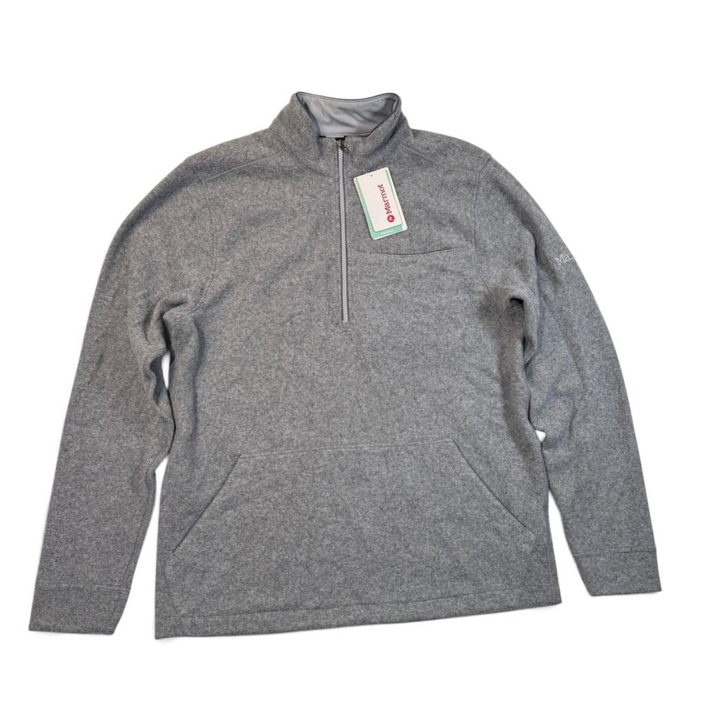 Marmot Ryerson Fleece 1/2 Zip Pullover Wool Blend Sleet Heather Gray Mens L NWT